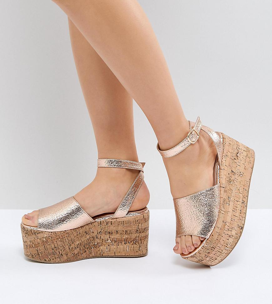 flatform sandals rose gold