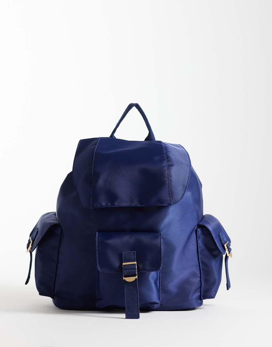 asos backpack in navy faux leather with crocodile effect Luxury Black Croco Closed with a buckled flap Handcrafted Alligator Skin Backpack Shoulder