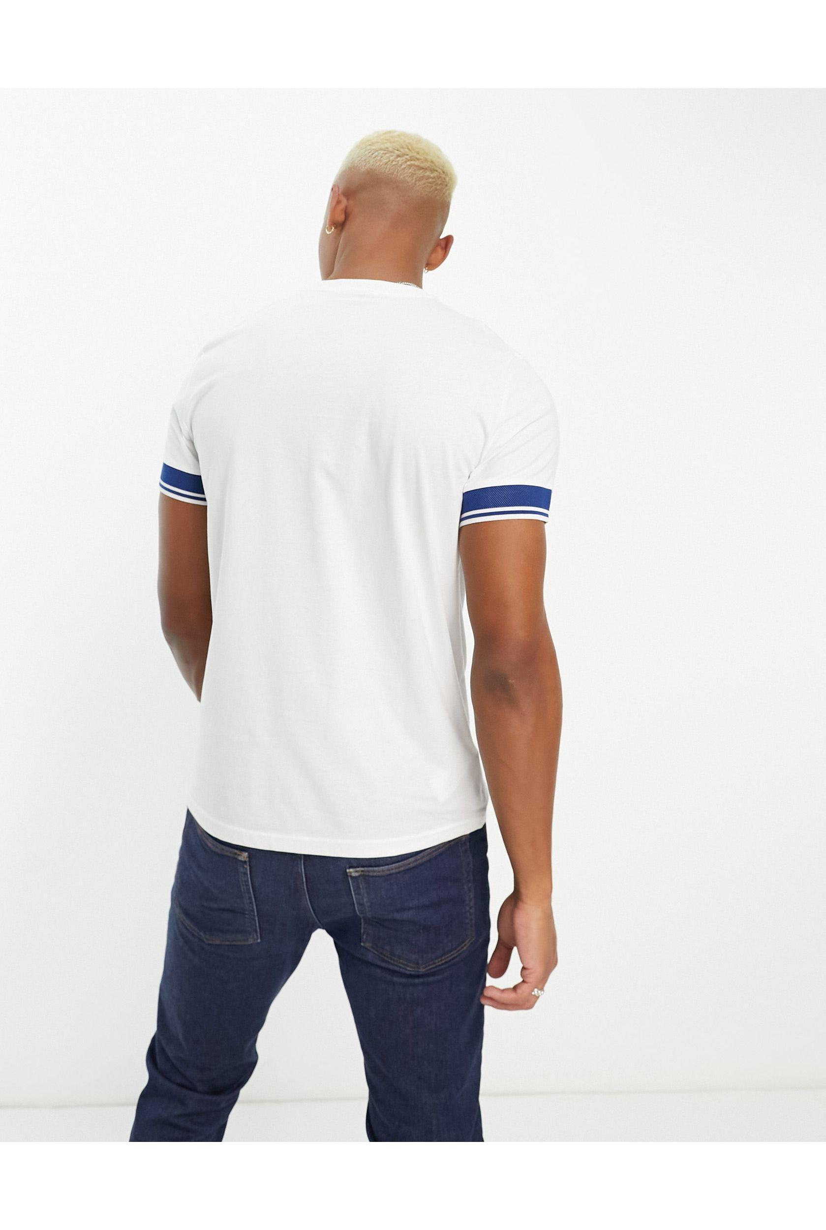 Fred Perry Contrast Cuff T-shirt in White for Men | Lyst