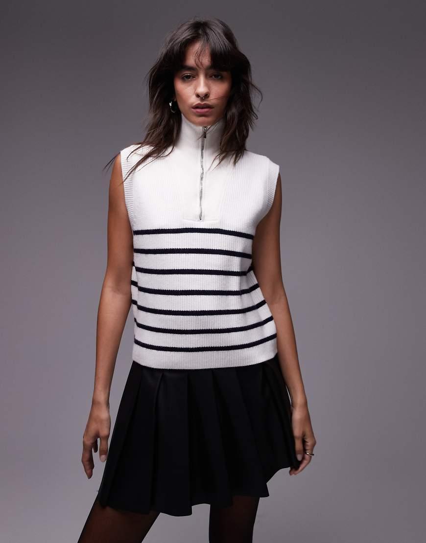 Mango Sleeveless Half Zip Jumper in Brown Lyst UK