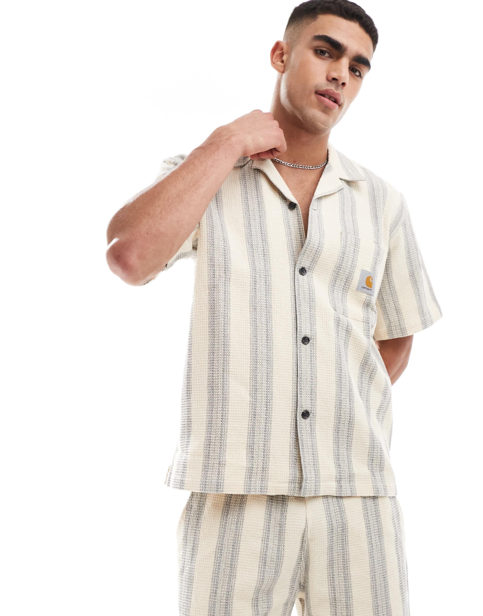 Dodson chemise d ensemble a rayures et manches courtes creme Carhartt pour homme en coloris Blanc Lyst