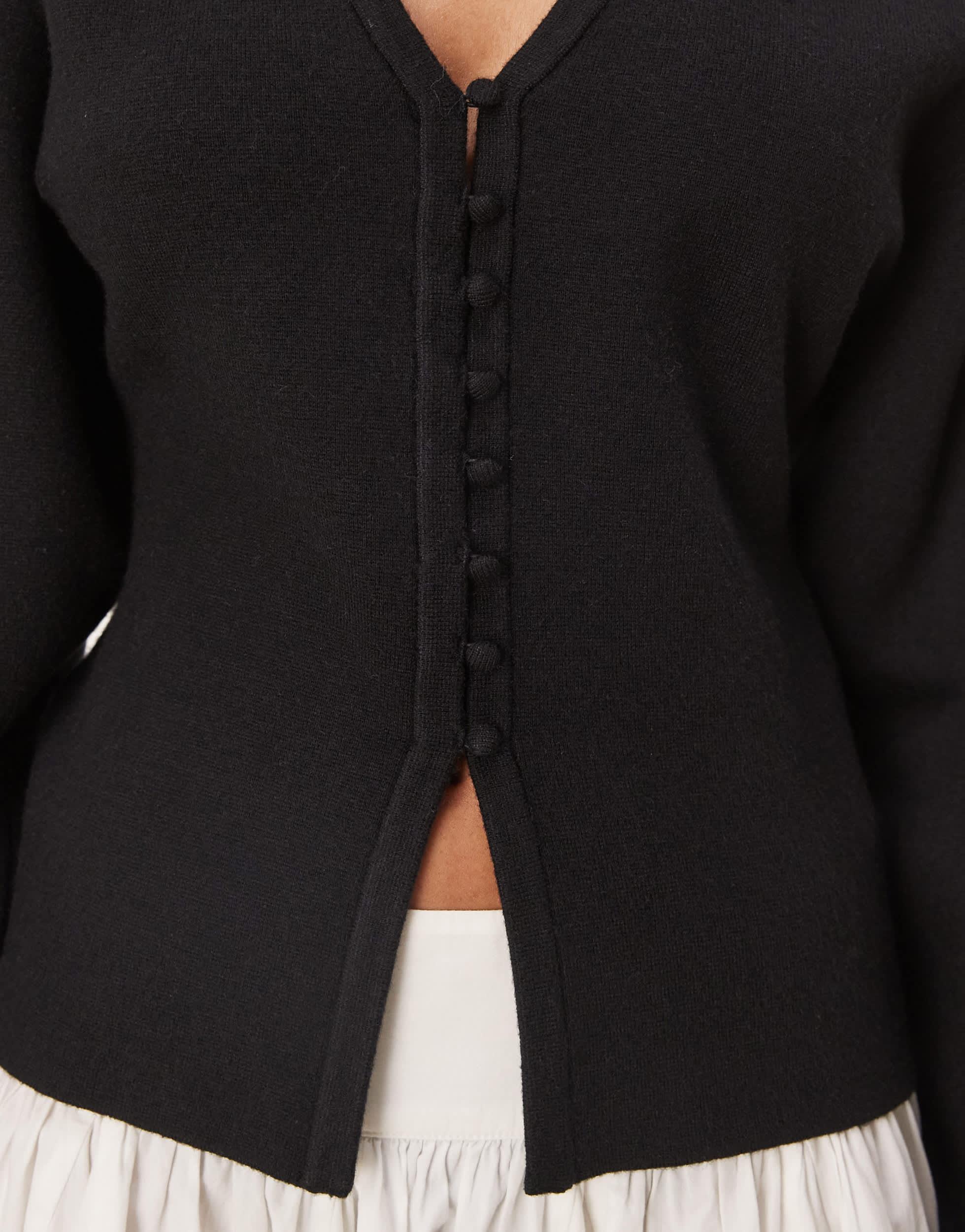 Gina Tricot Compact Knit Cardigan in Black | Lyst