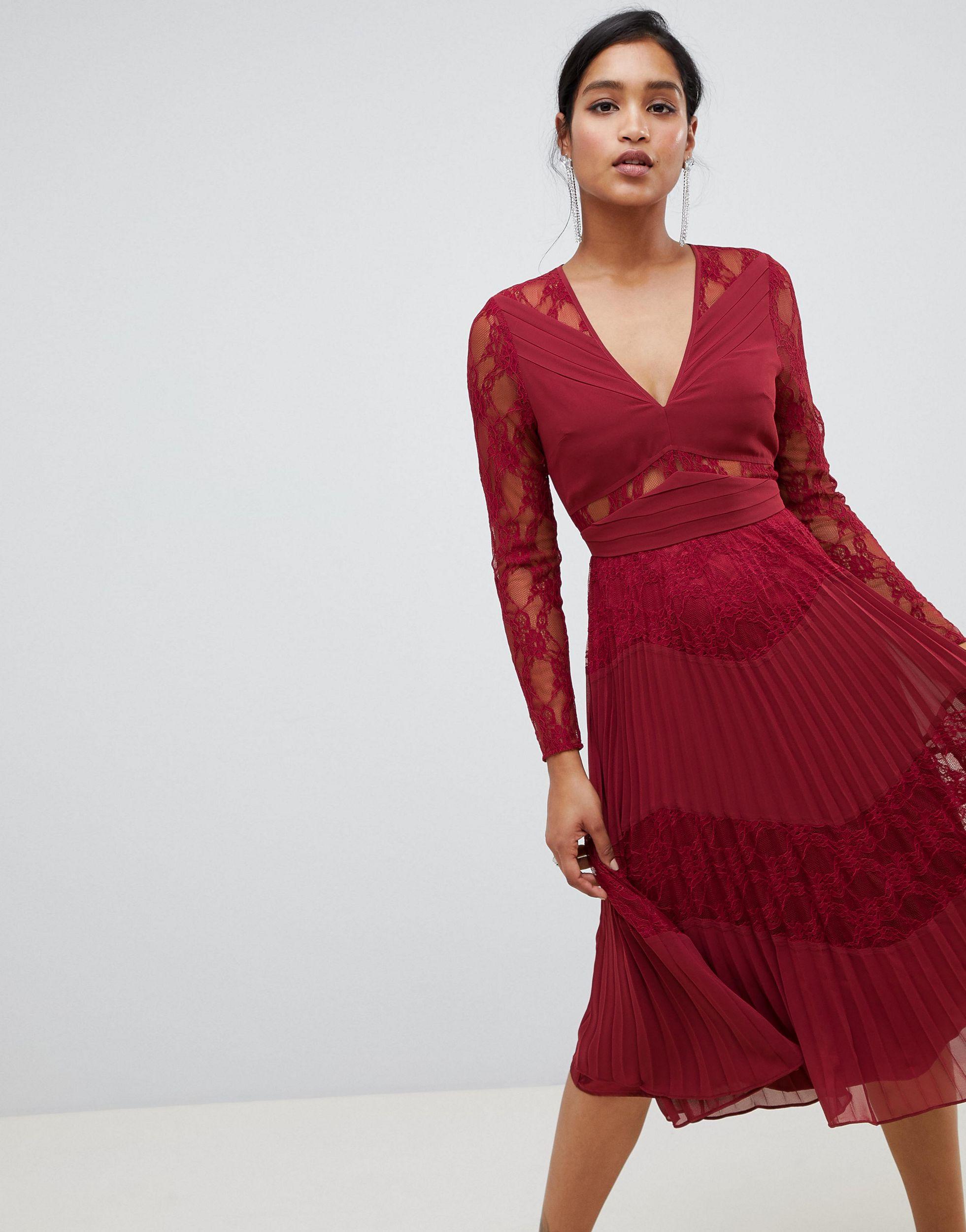 asos red long sleeve dress