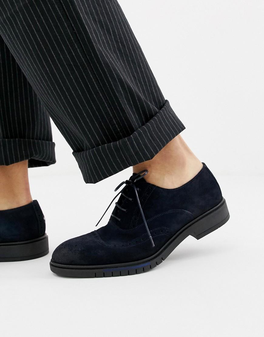 Tommy Hilfiger Suède Nette Suède Brogue Schoenen in het Blauw voor heren -  Lyst