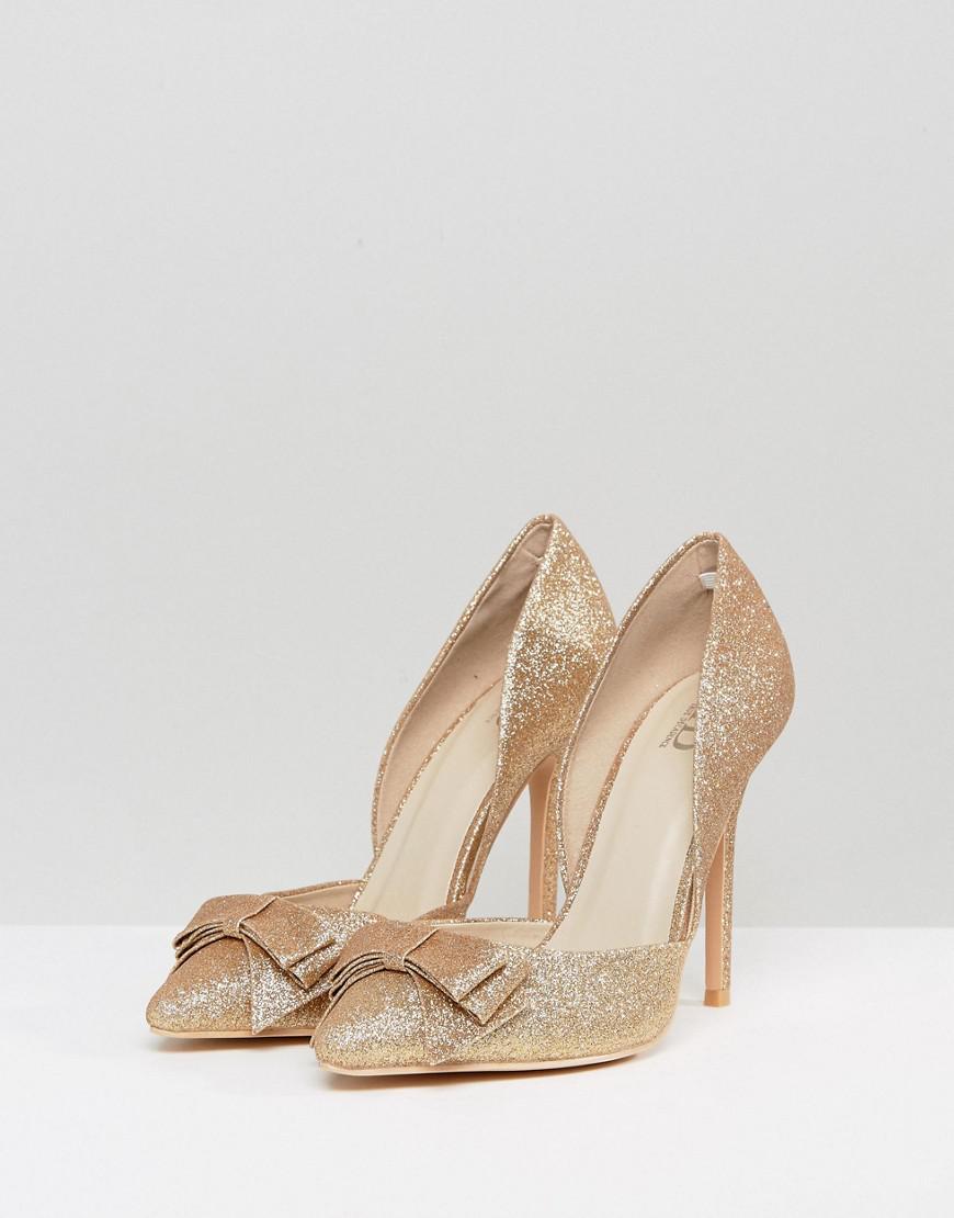 rose gold glitter court shoes