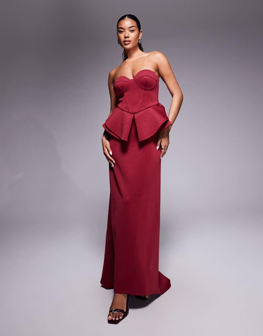 strapless open back dress ASOS black and silver cocktail dress with peplum  The Frockery