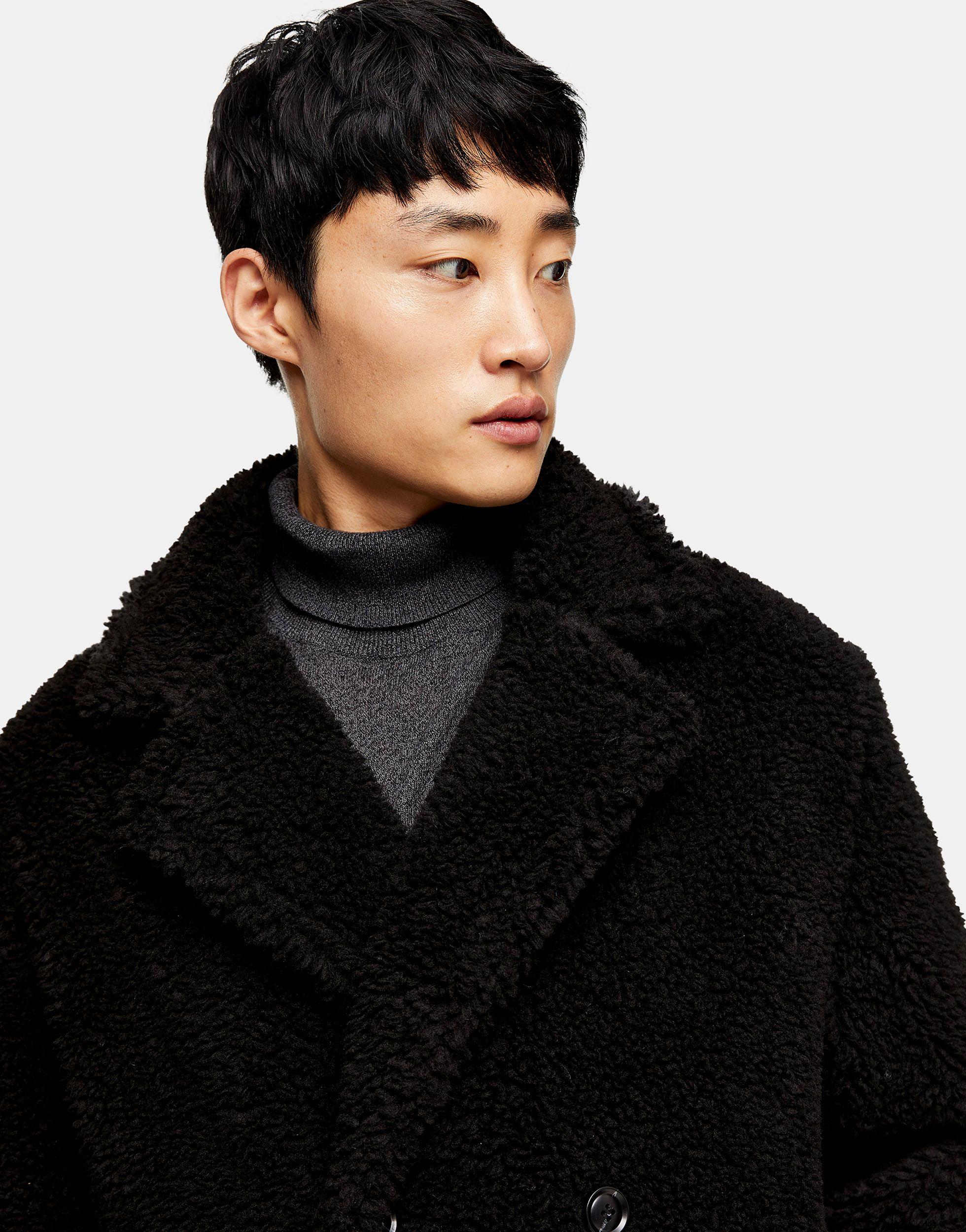 double breasted borg coat