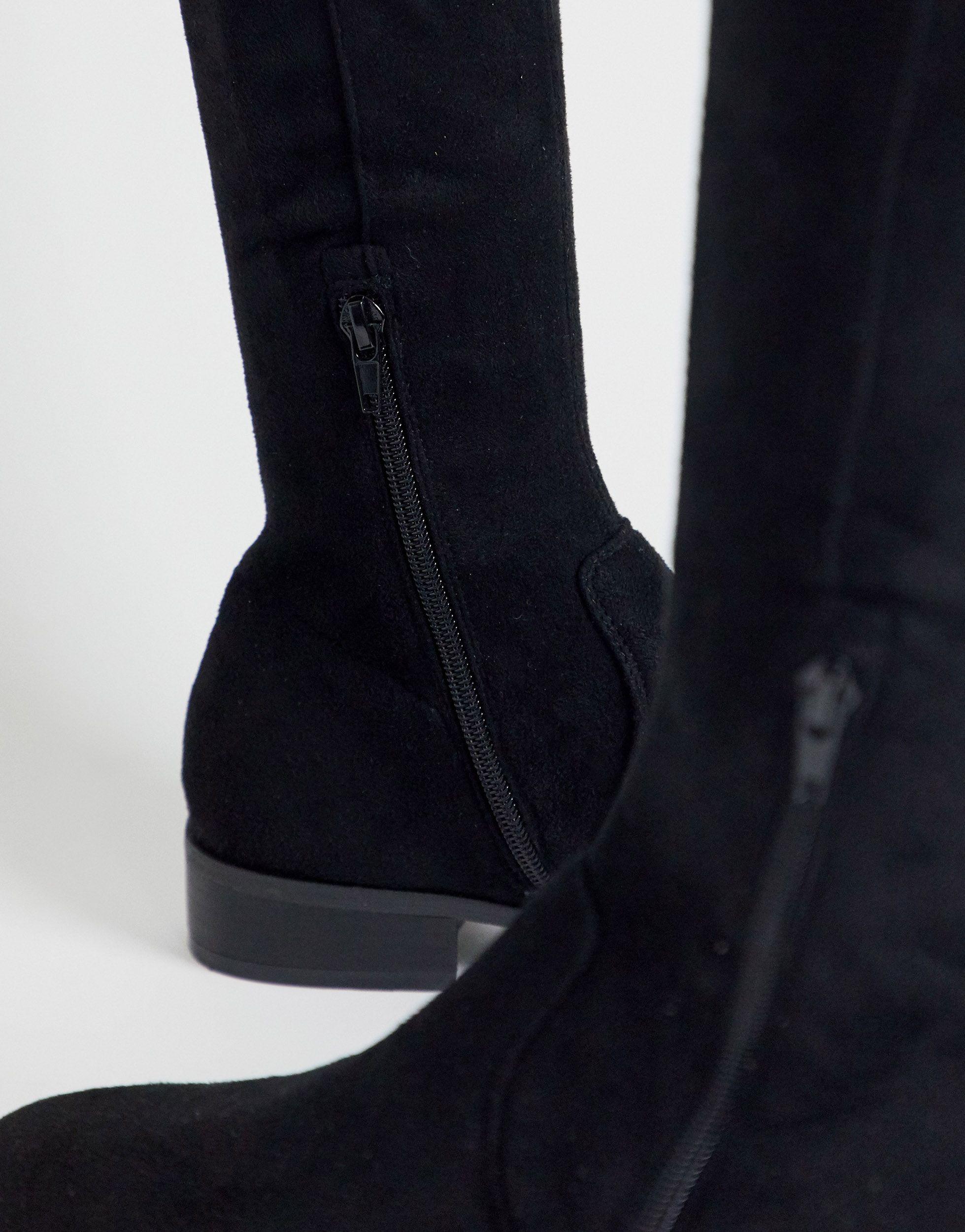 wide fit thigh high flat boots
