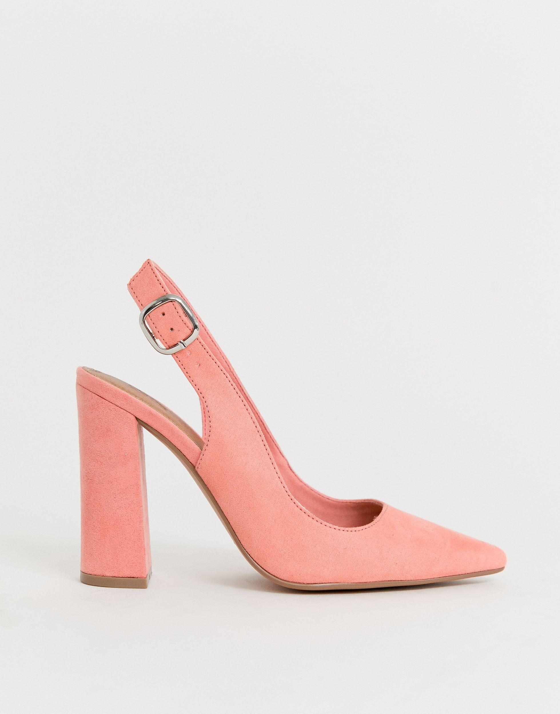 ASOS Penley - Slingbacks Met Hoge Hak En Brede Pasvorm in het Roze | Lyst NL