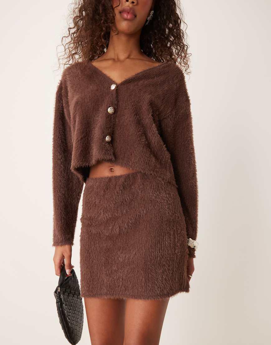 Brown Asos Sweater Skirt Set ASOS DESIGN Knitted Midi Skirt In
