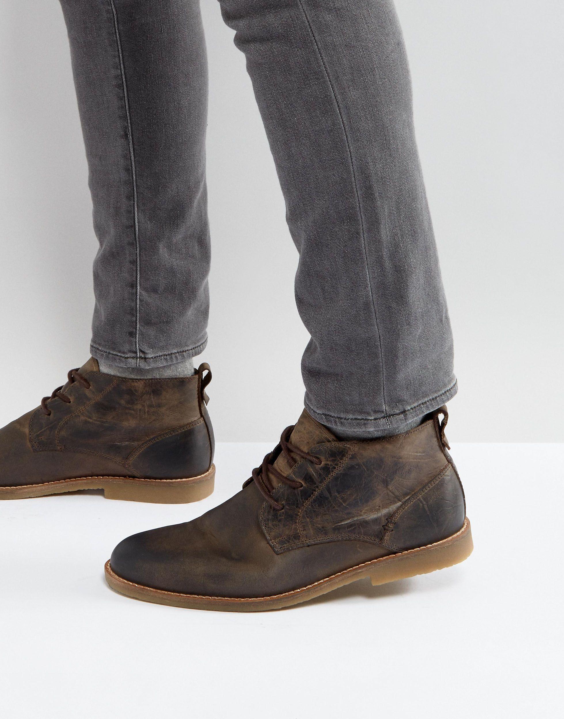 River Island Leather Desert Boots in Brown for Men - Lyst