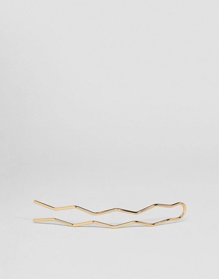 Asos Denim Design Sleek Hair Pin In Gold In Metallic Lyst