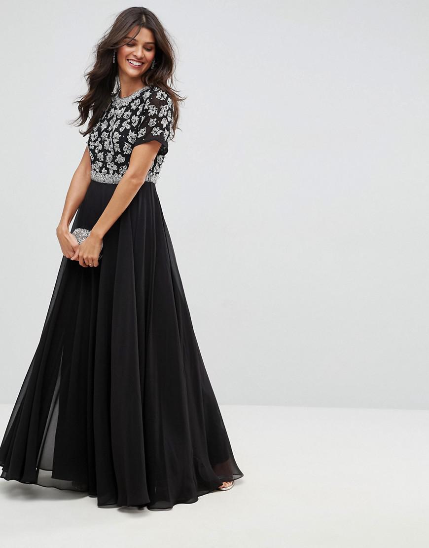 embellished short sleeve maxi dress