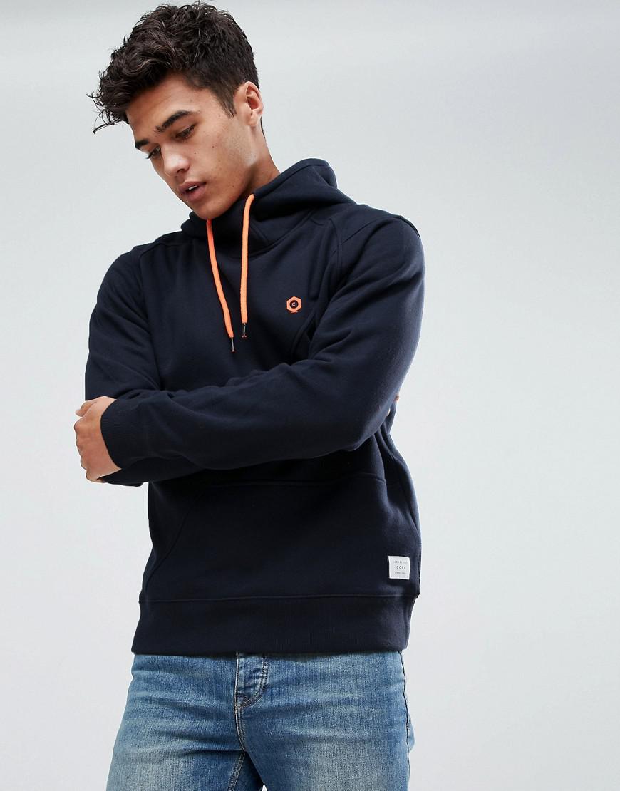 Jack & Jones Denim Core Hoodie With High Neck Detail in Navy (Blue) for Men  - Lyst