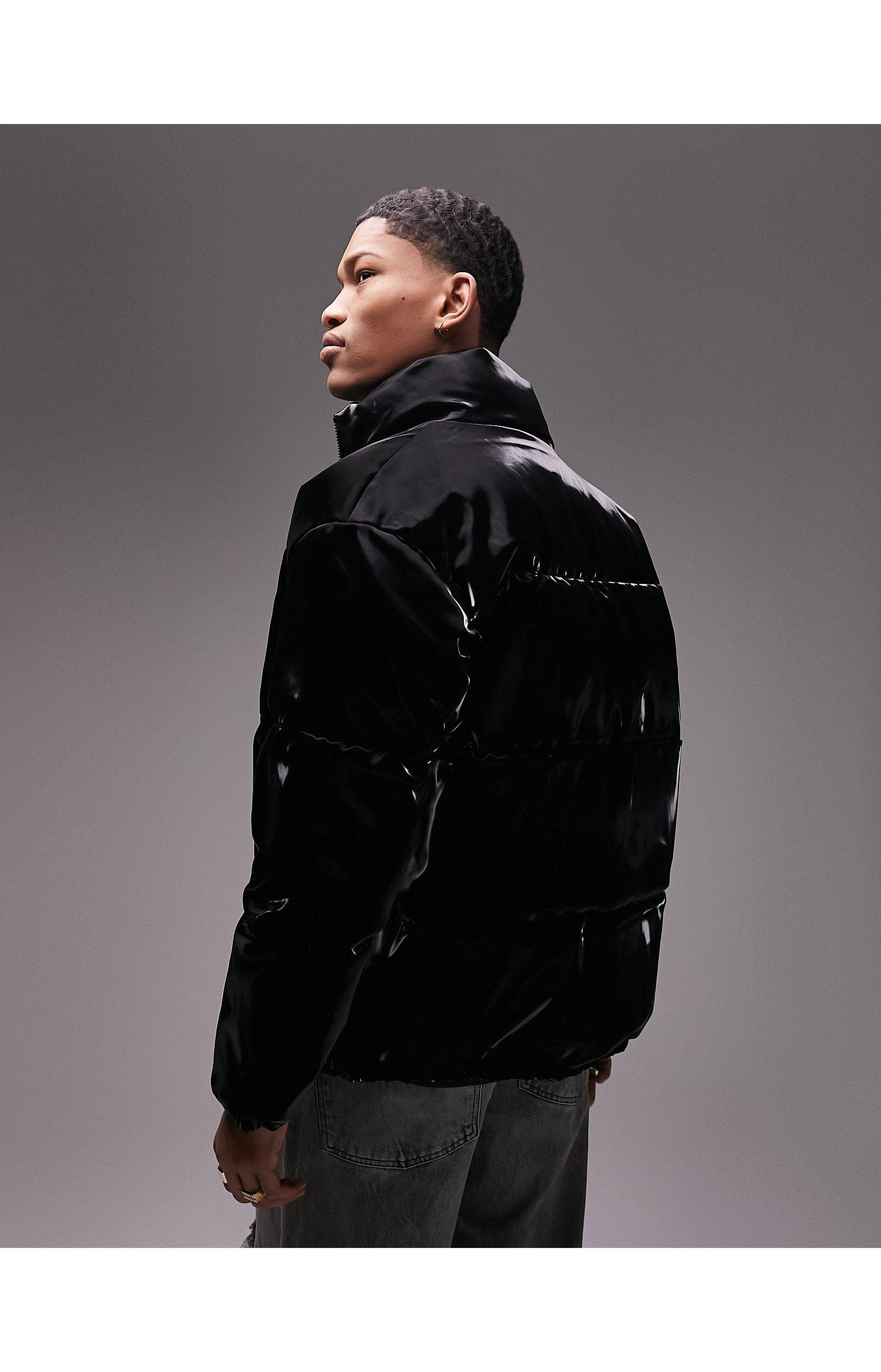 TOPMAN Vinyl Puffer in Black for Men Lyst UK