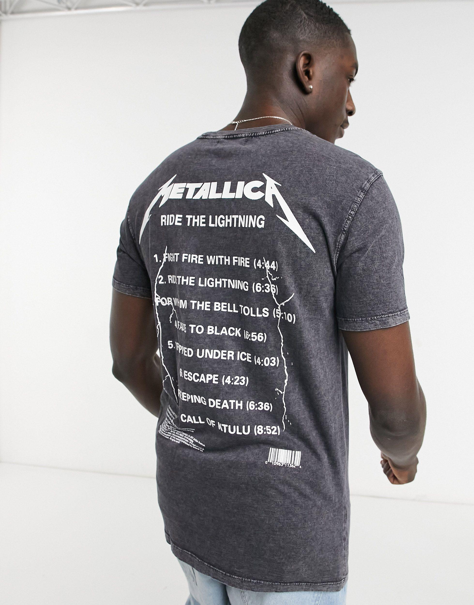 kaping Van storm Uitsluiting Bershka Metallica Print T-shirt in Black for Men | Lyst