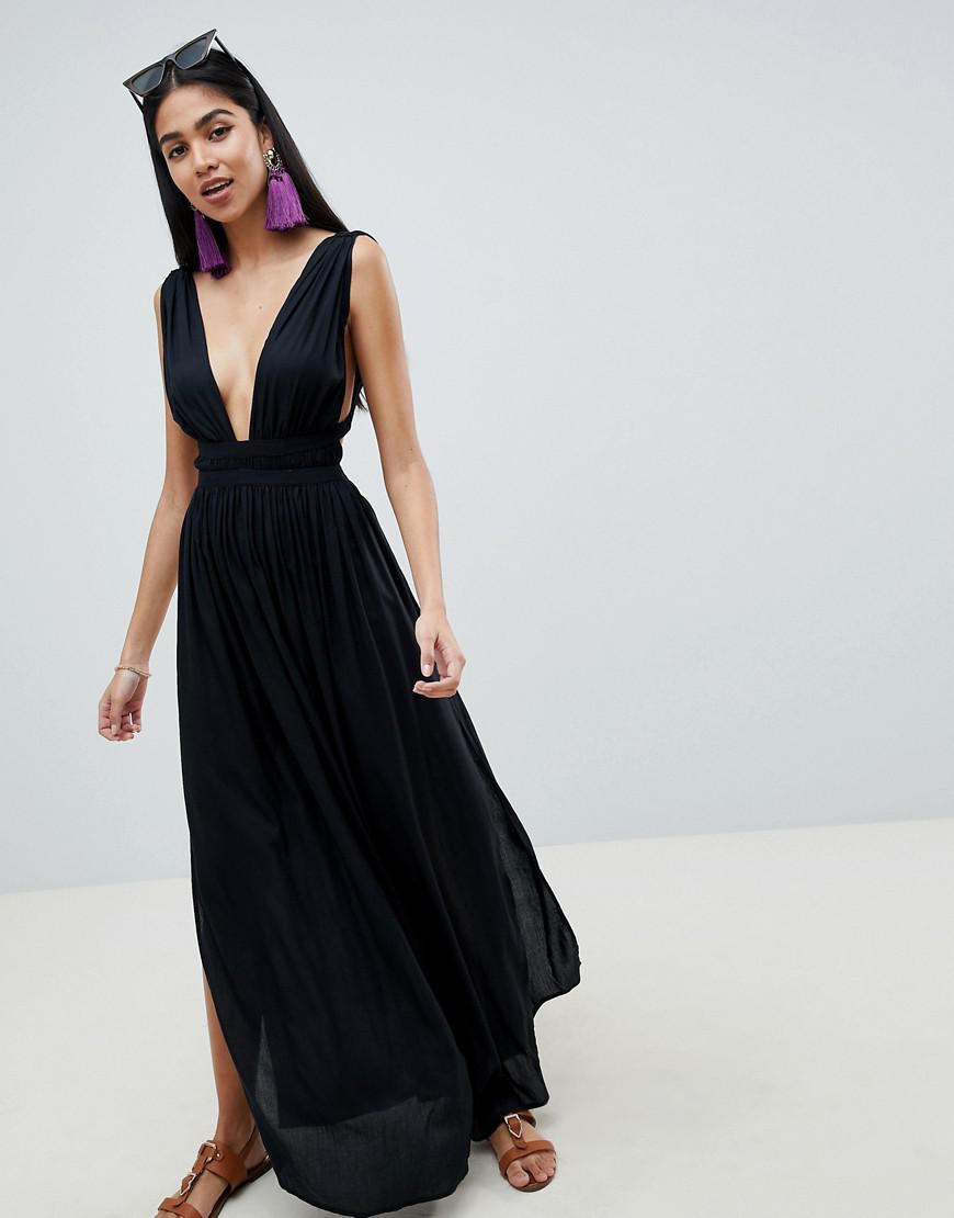 black grecian maxi dress