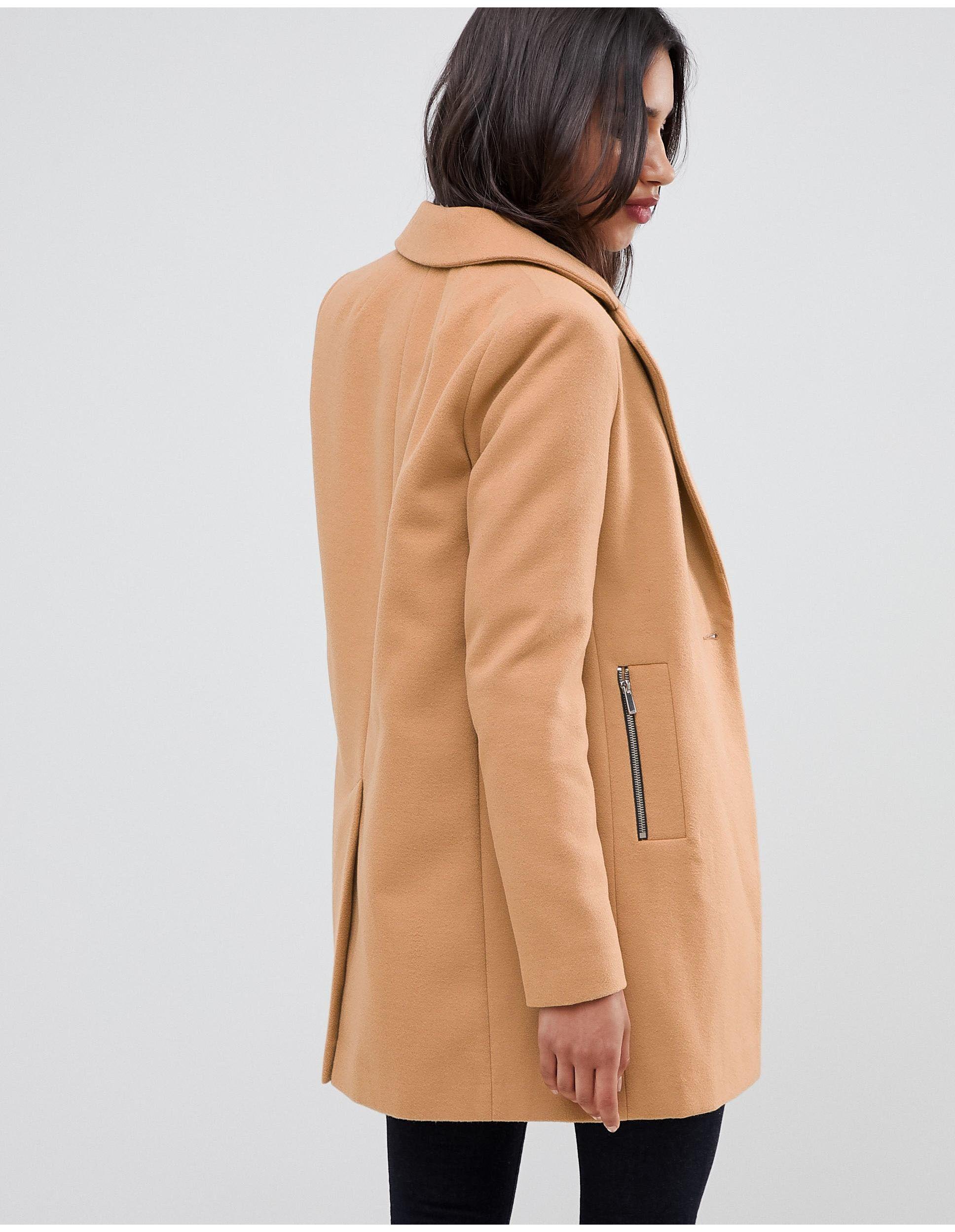 asos design boyfriend coat with zip pocket