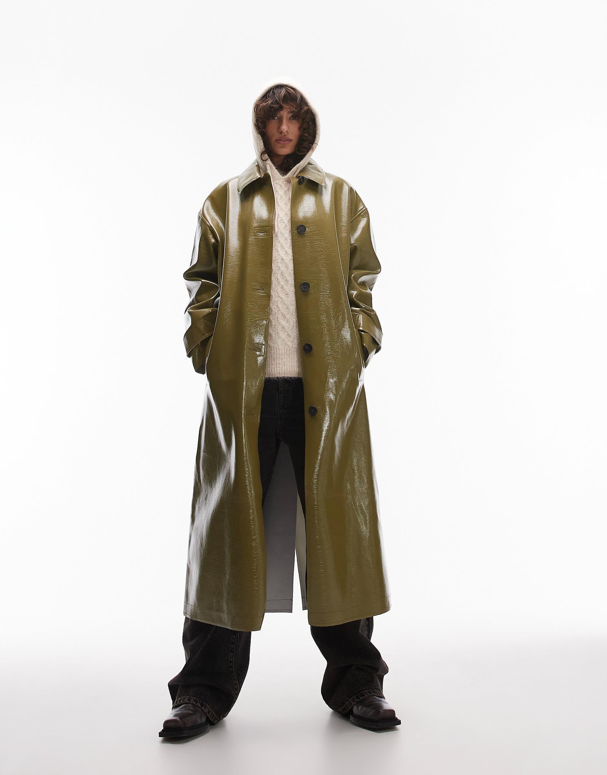 Green vinyl coat online
