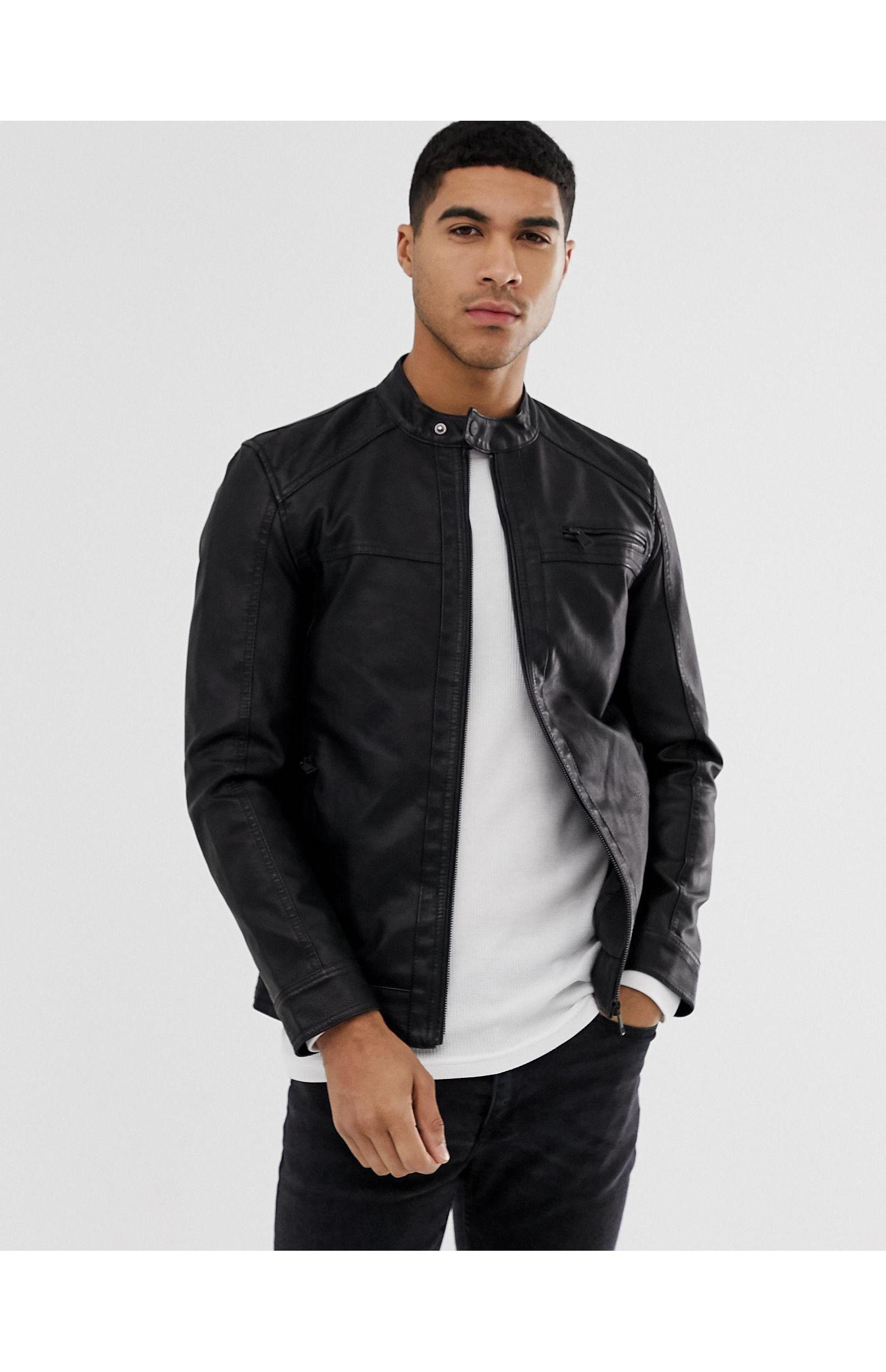 only & sons leather jacket