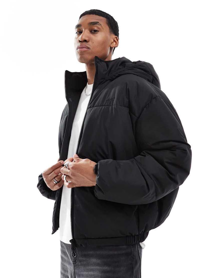 Pull&Bear Boxy Puffer Jacket With Hood in Black for Men Lyst UK