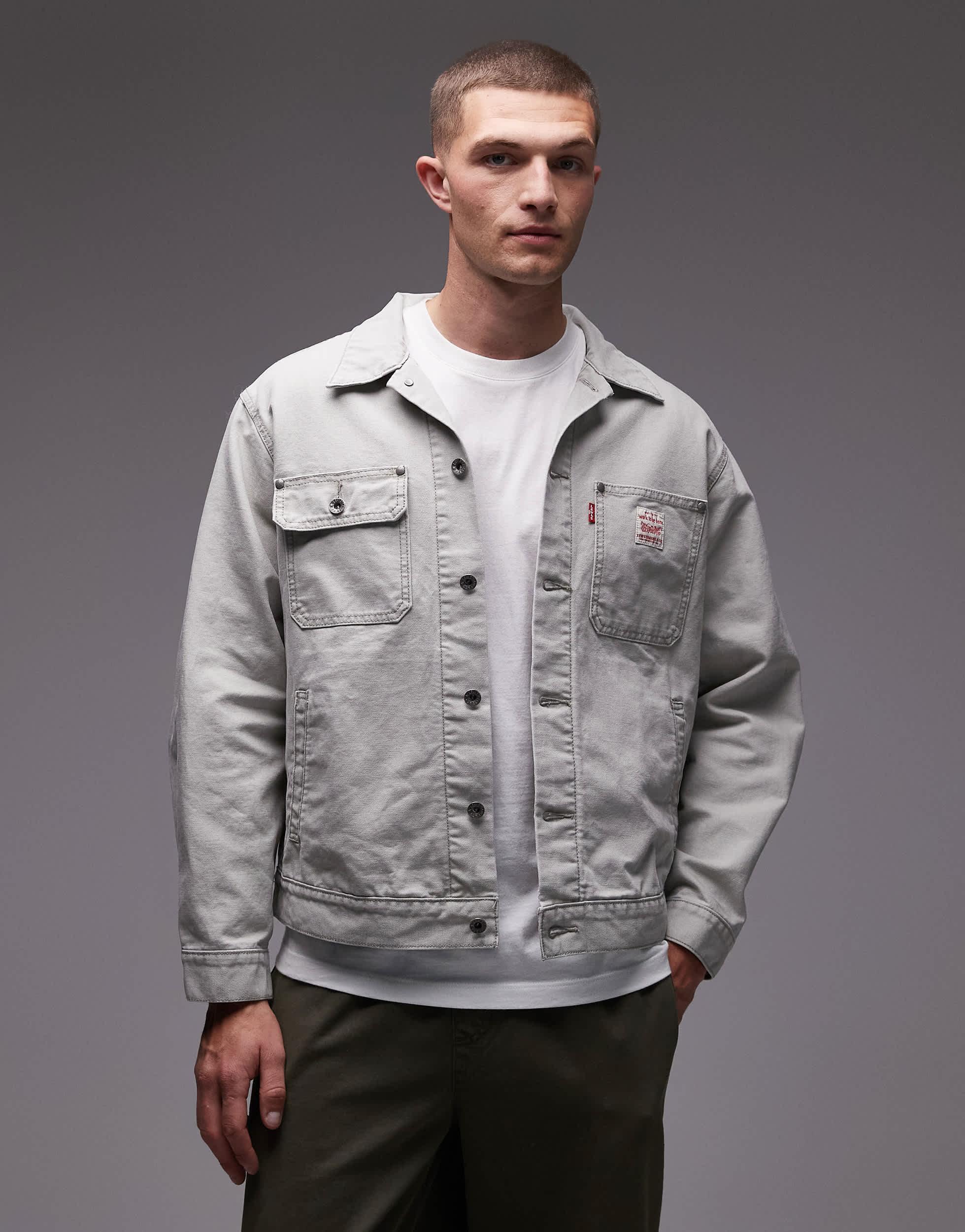 Levi's Workwear Capsule Sunrise Denim Trucker Jacket in Gray for