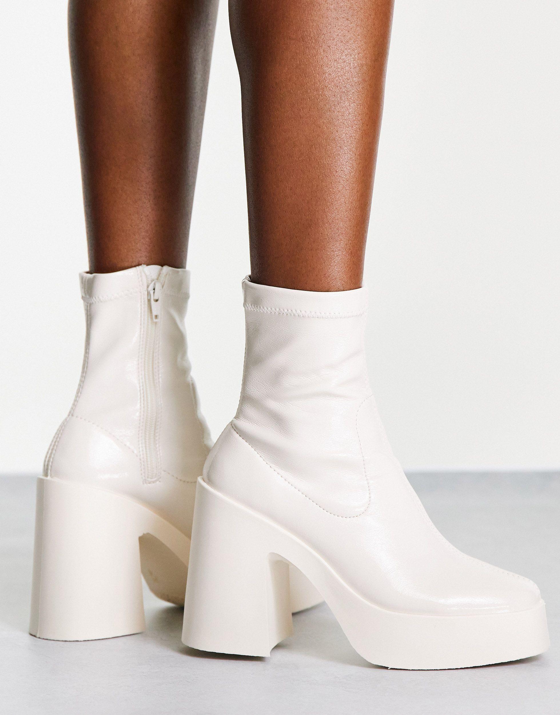 Botas blancas estilo calcetín con tacón alto ASOS de color Blanco | Lyst