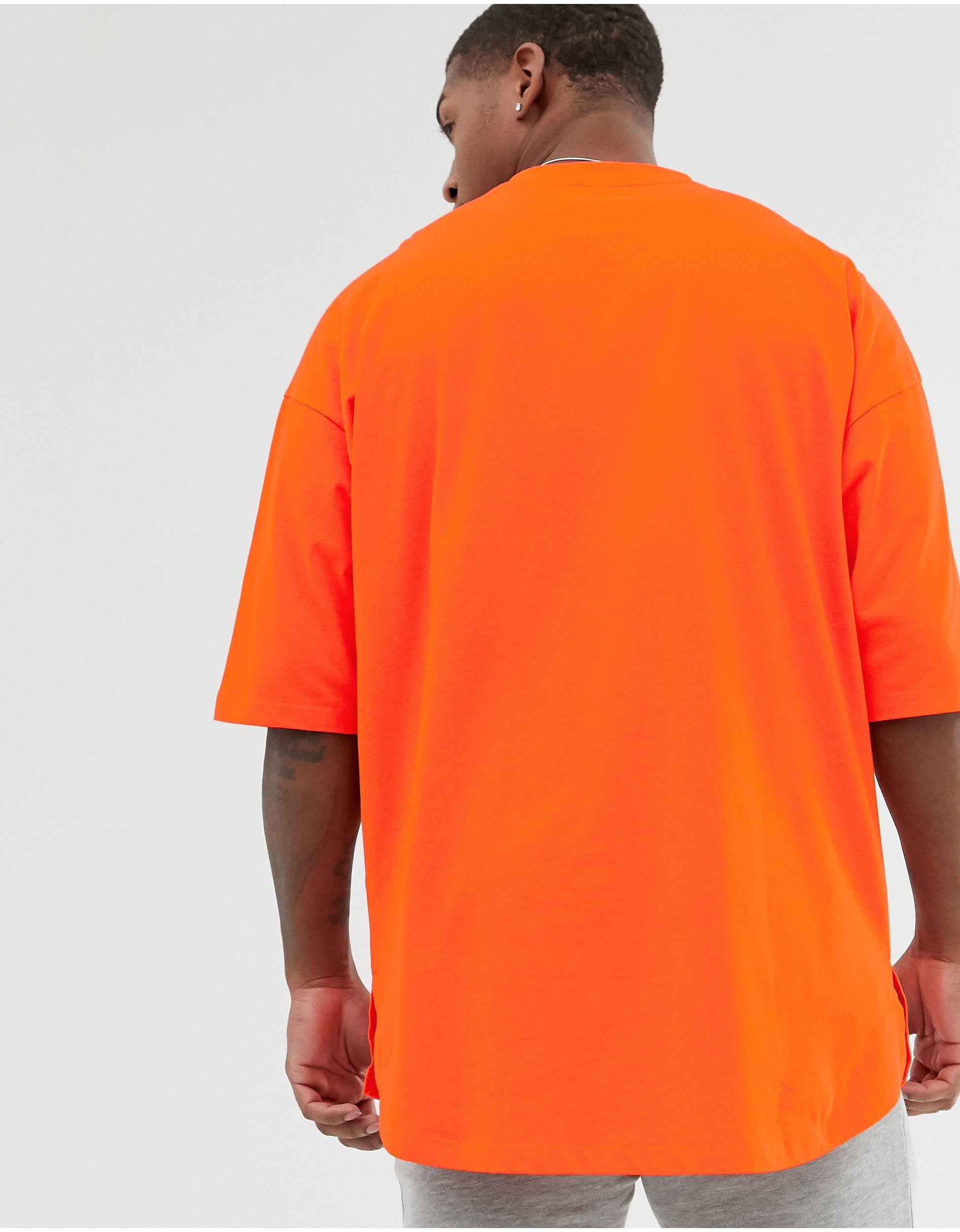 T-shirt oversize avec fente latérale ASOS pour homme en coloris Orange |  Lyst