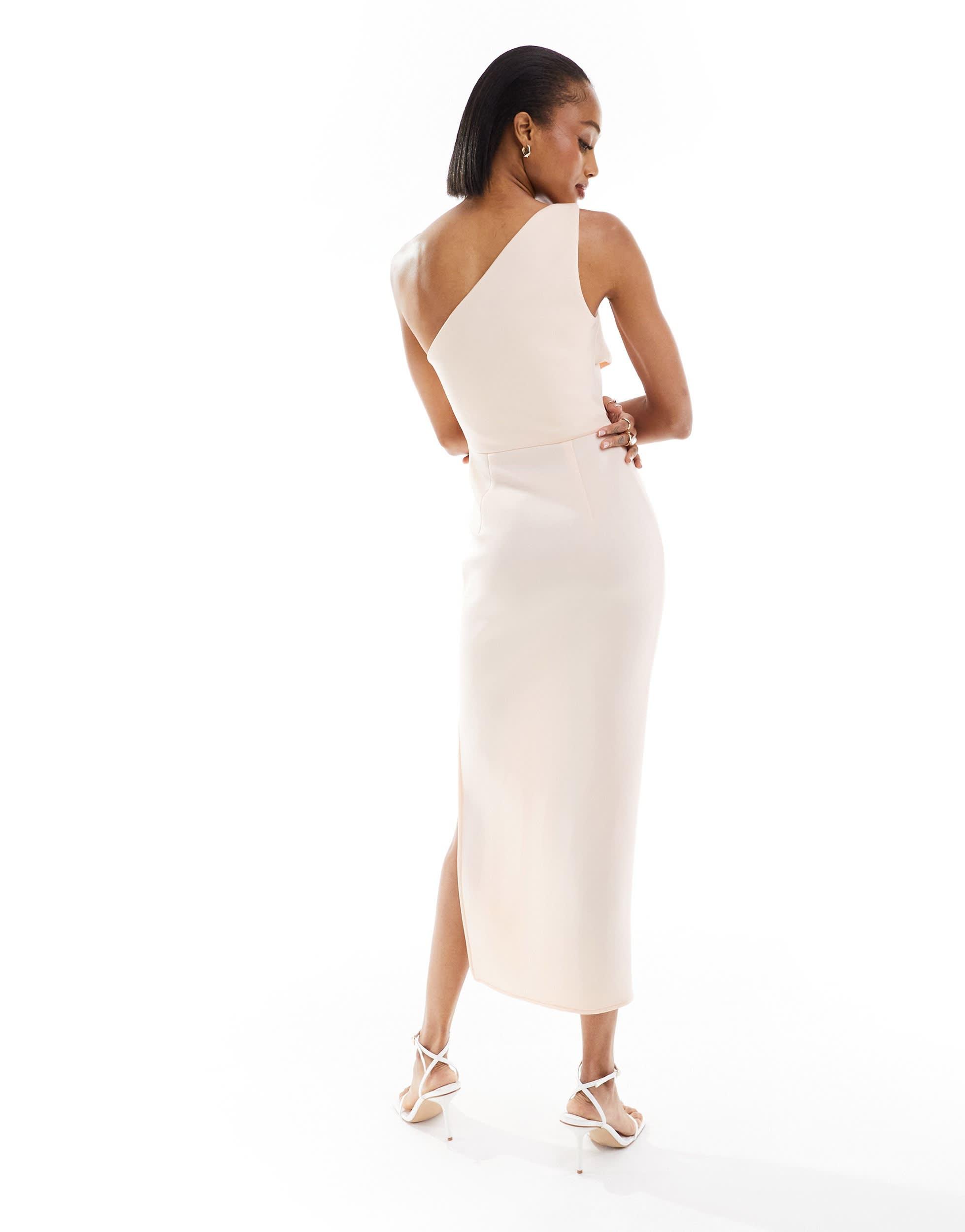 asos white dress midi ASOS DESIGN beaded embellished bandeau midi dress in white