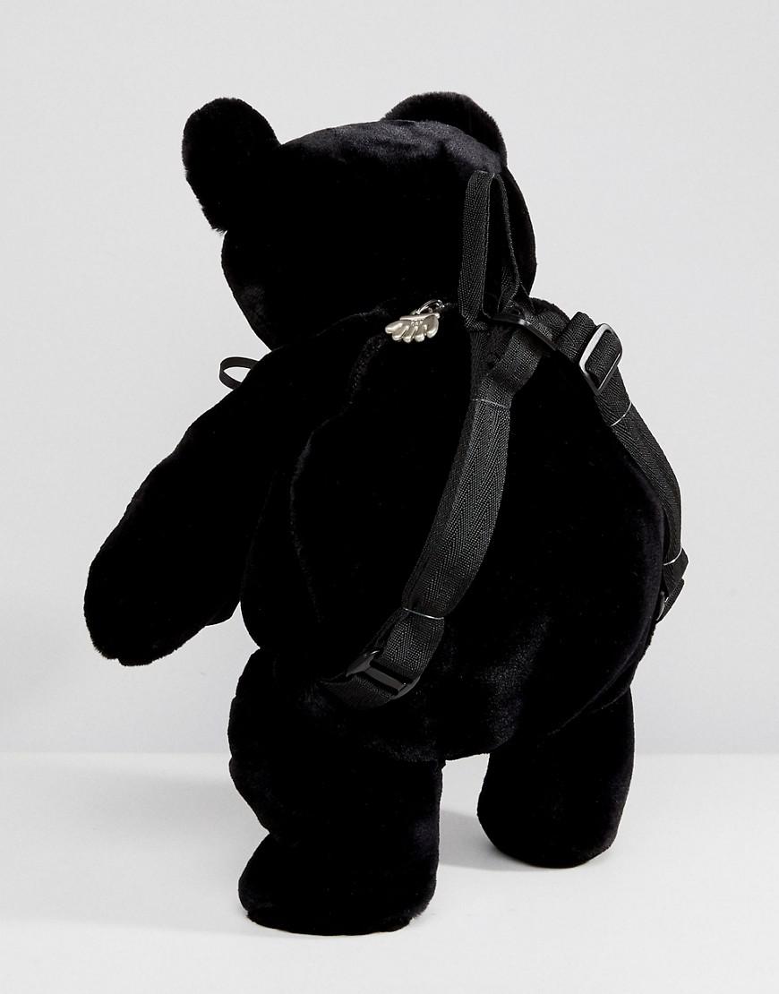 Lazy Oaf Faux Fur Teddy Bear Backpack in Black | Lyst