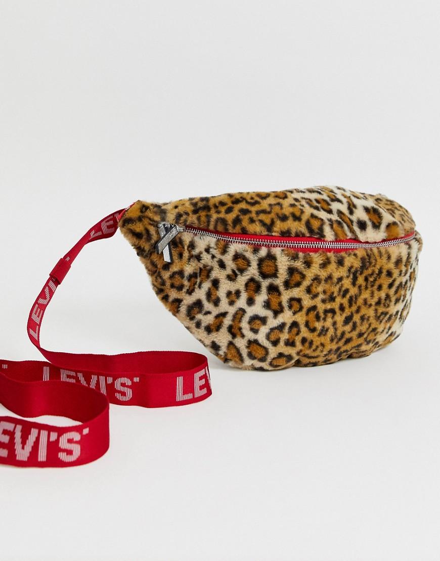 Marsupio oversize leopardato con cintura con logo di Levi's in