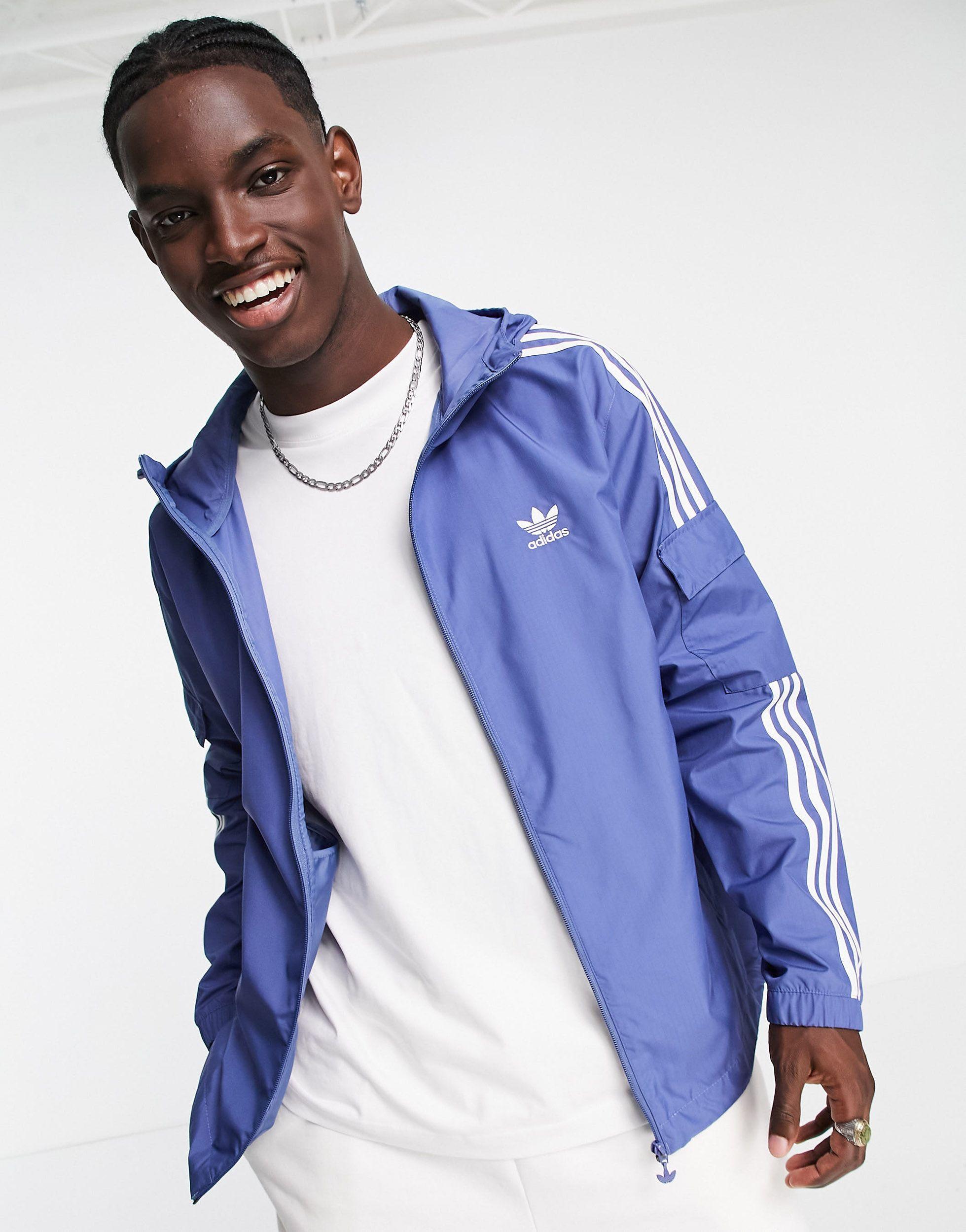 adidas Originals Synthetisch Adicolor - Windjack Met 3-stripes in het Blauw  voor heren - Lyst