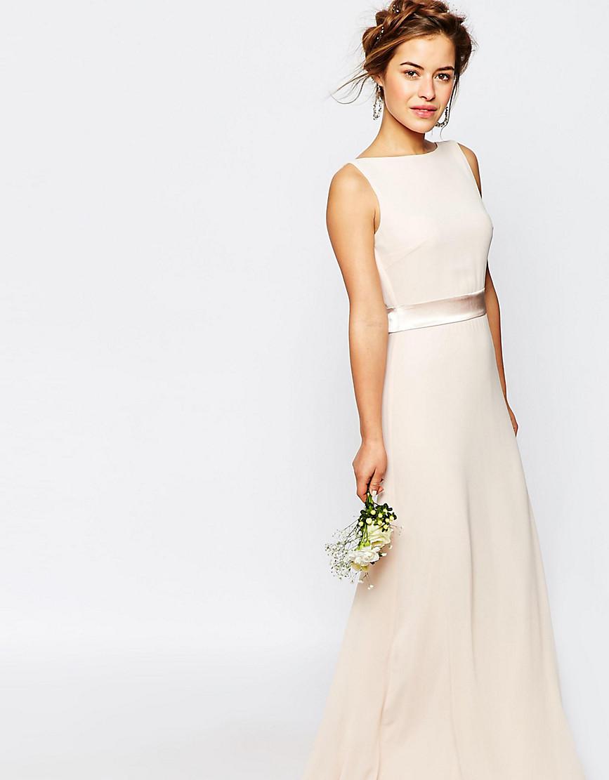 tfnc sateen bow back maxi bridesmaid dress