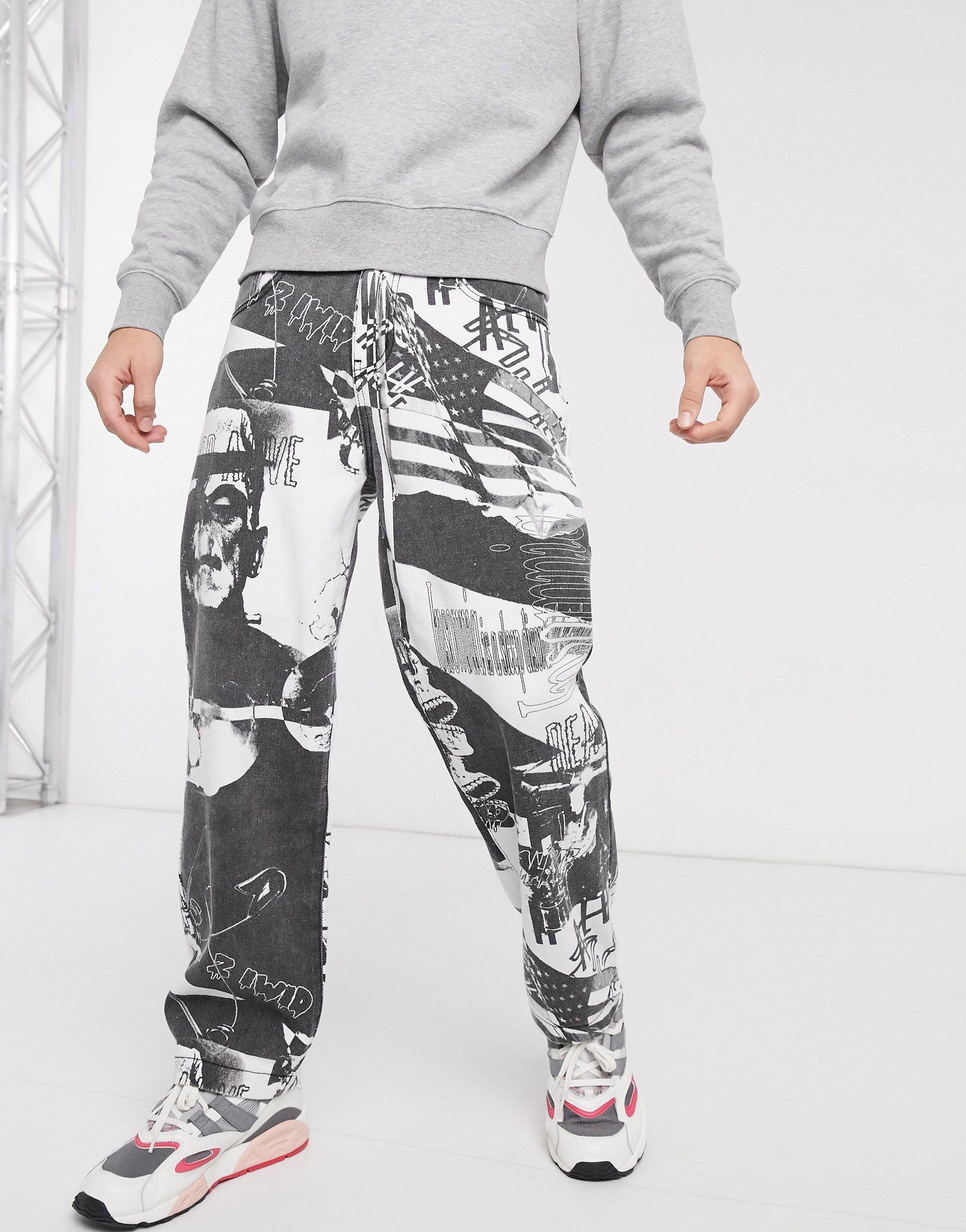 Jaded - Jeans bianchi e neri con scritta \