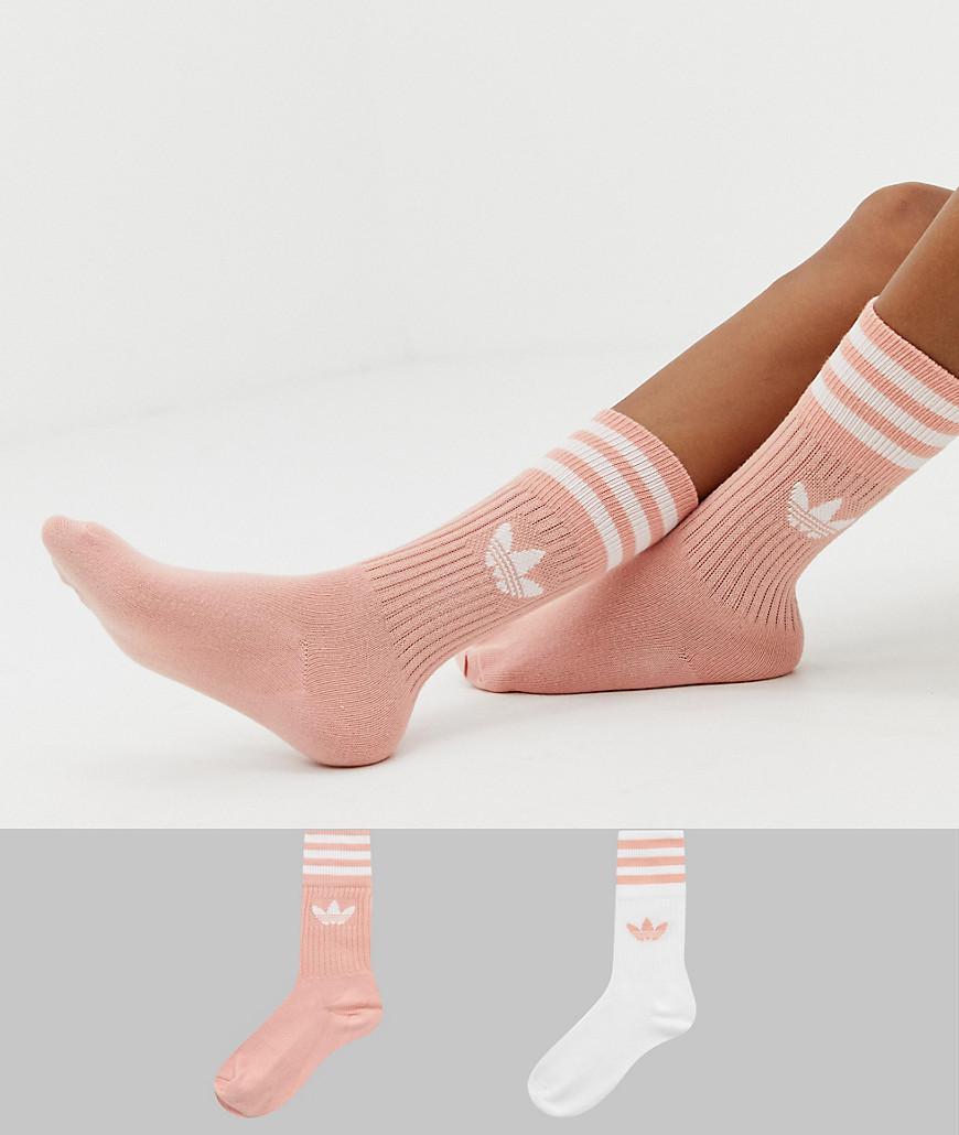 adidas Originals Cotton 2 Pack Solid Crew Socks In Pink - Lyst