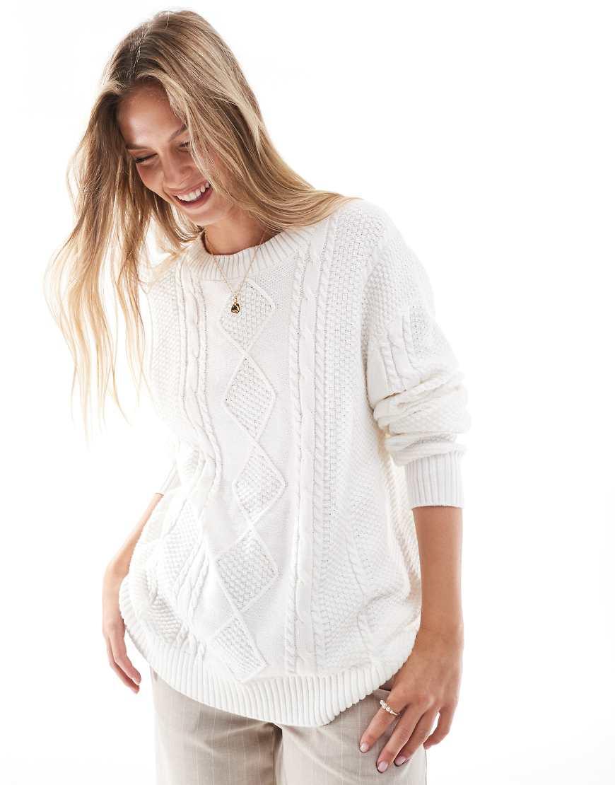 Hollister Oversized Cable Knit Jumper in White Lyst UK