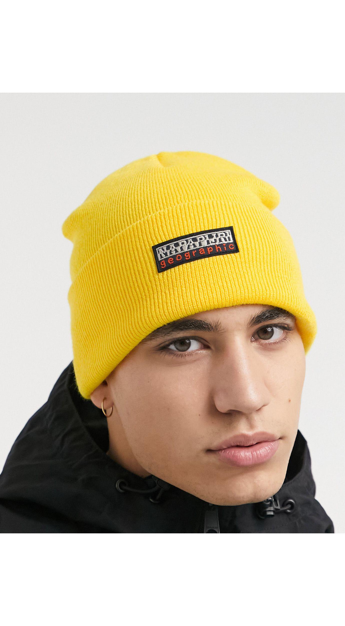 Napapijri Synthetic Faro Beanie in Yellow for Men - Lyst