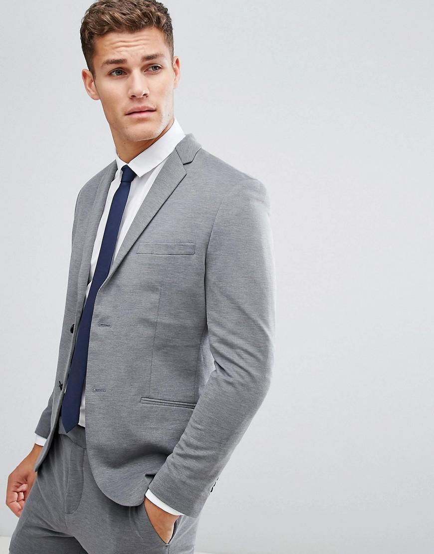 Jack & Jones Synthetic Premium Slim Suit Jacket In Jersey in Grey for Men -  Lyst