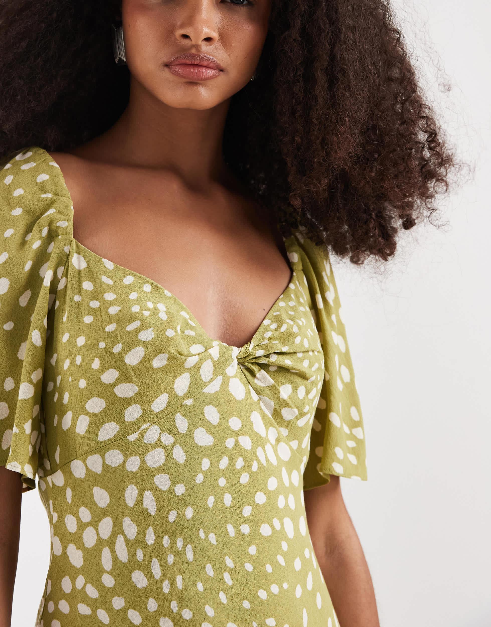 slim fit dress slacks Luna polka dot dress green/white  Dress to Impress Rentals