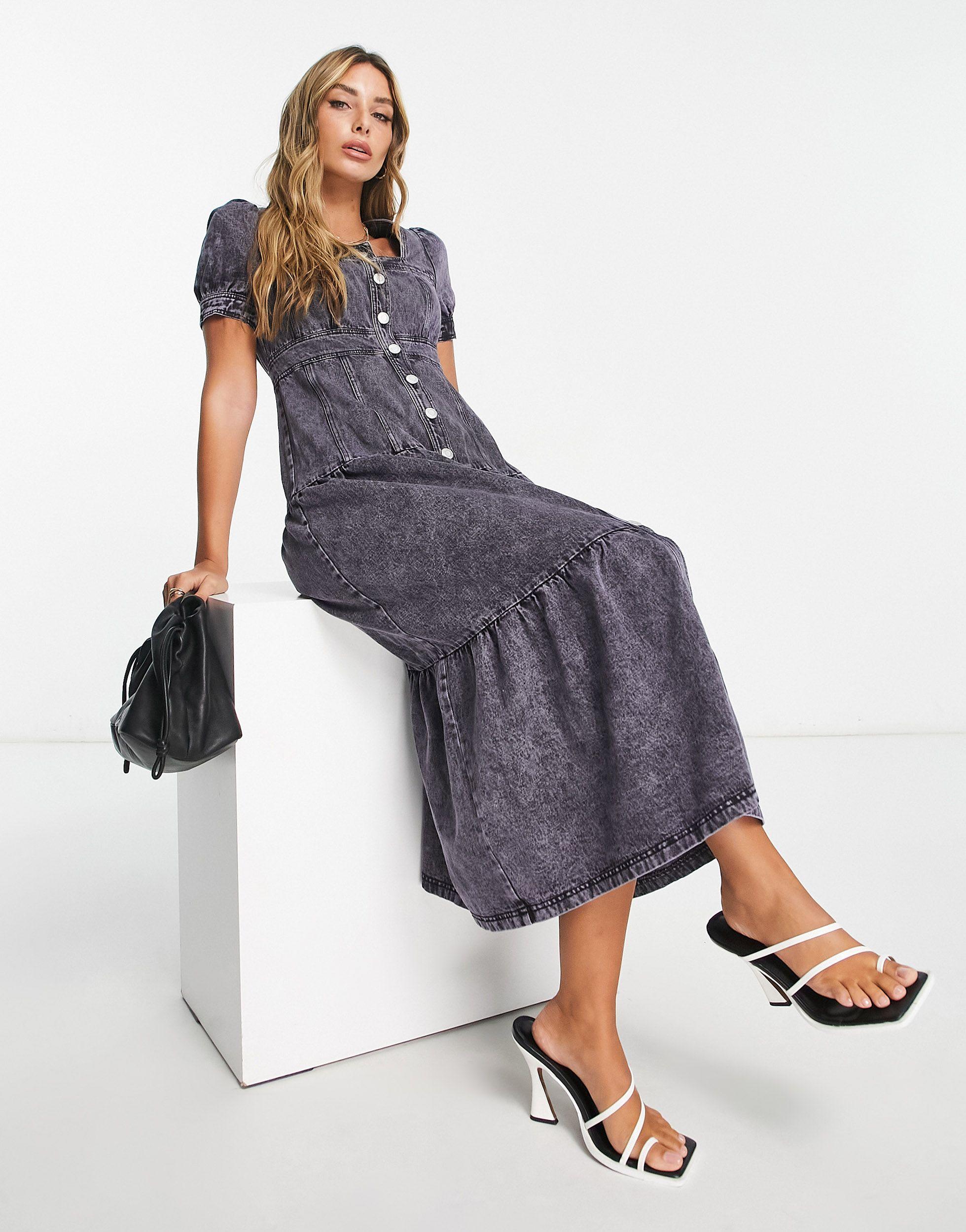 whistles square neck denim dress