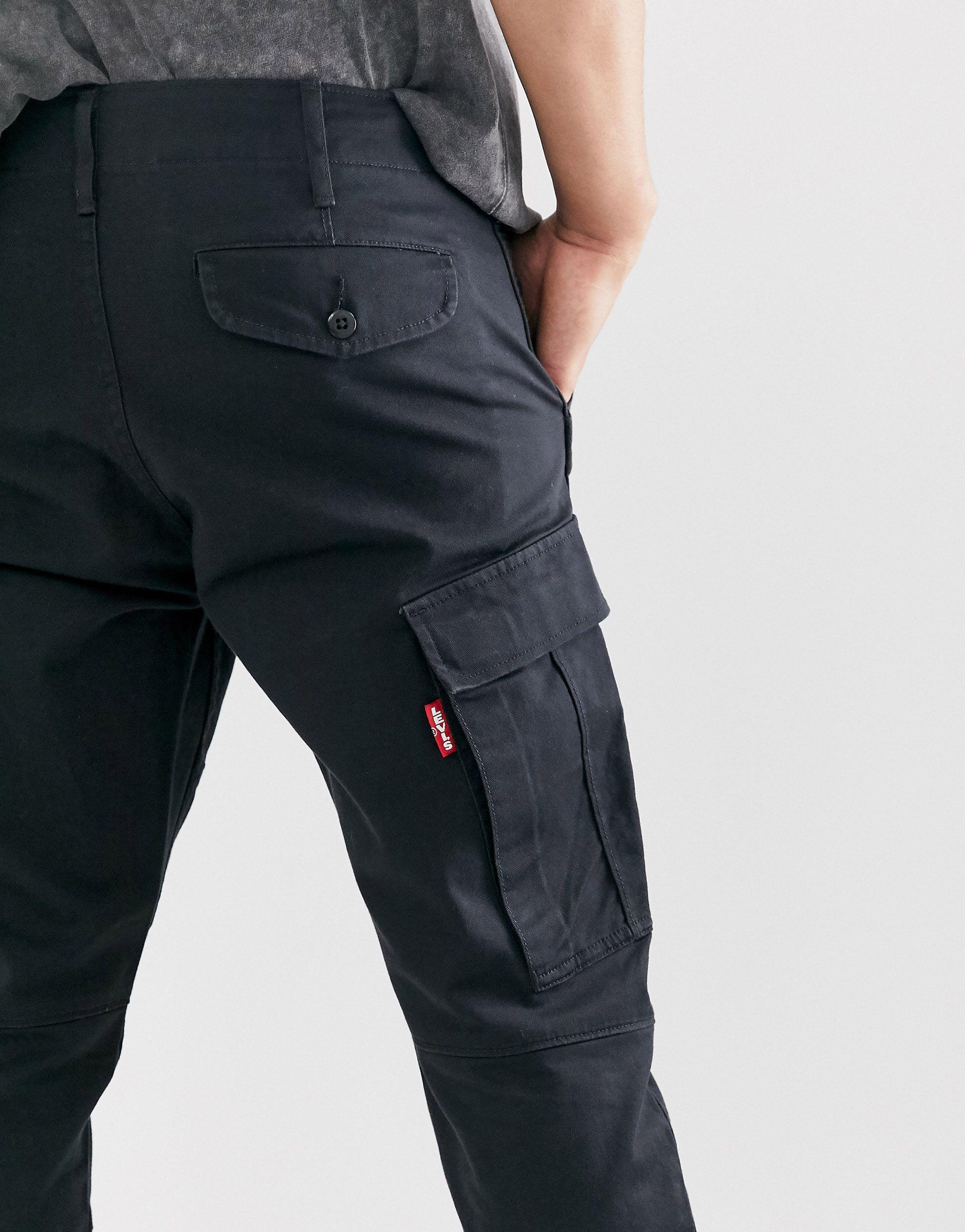 Levi's Denim Lo-ball 502 Taper Cargo Slim Tapered Fit Trousers in Black for  Men | Lyst UK