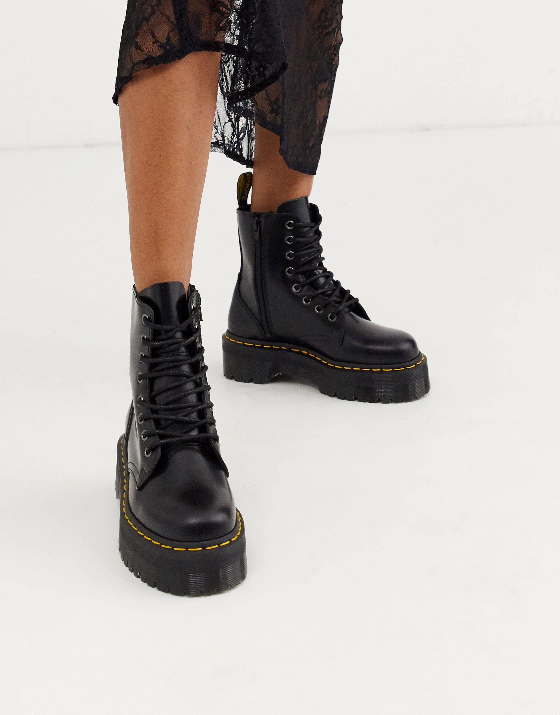 Dr. Martens Jadon 8-eye Smooth Leather Platform Boots-black | Lyst