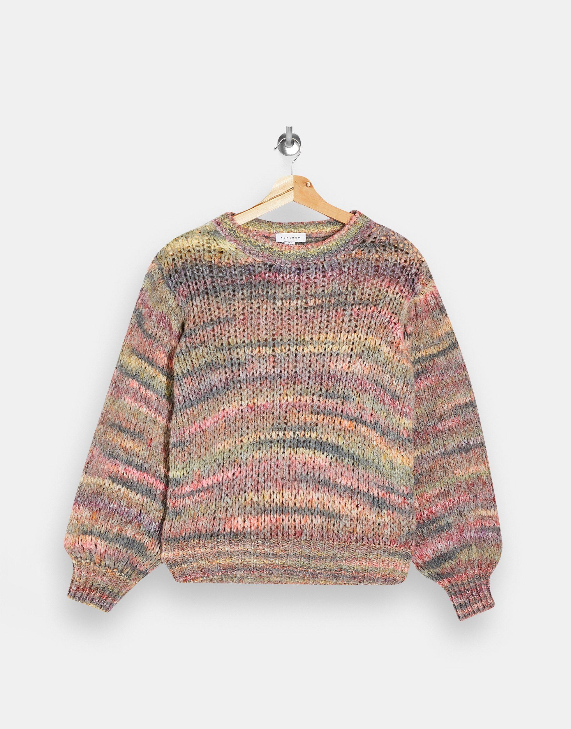 TOPSHOP Space Dye Cropped Knitted Sweater in Pink | Lyst