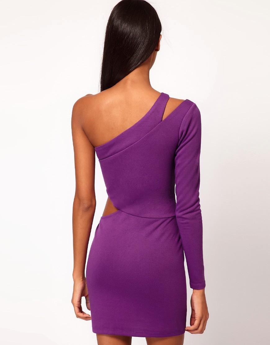 ASOS Asos Bodycon Dress with One Sleeve in Red - Lyst