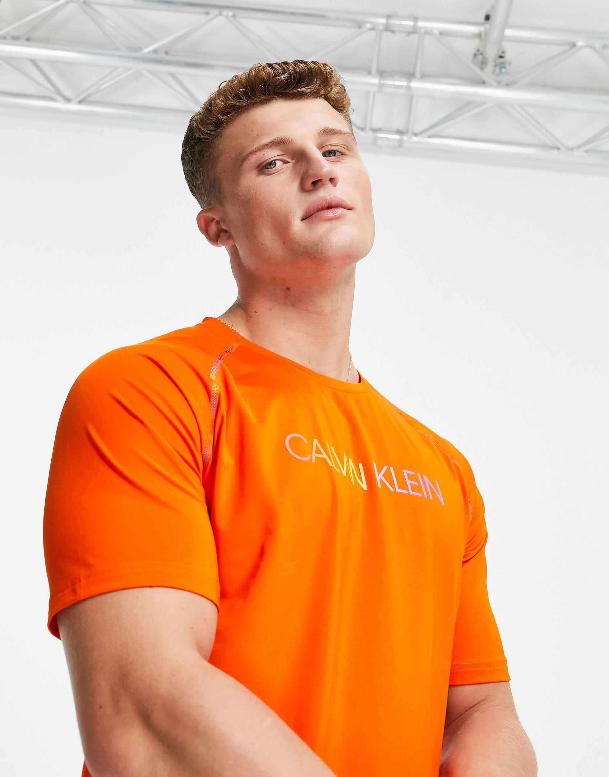 Calvin Klein Performance Pride Capsule Rainbow Logo And Arm Seams T-shirt  in Orange for Men | Lyst Canada