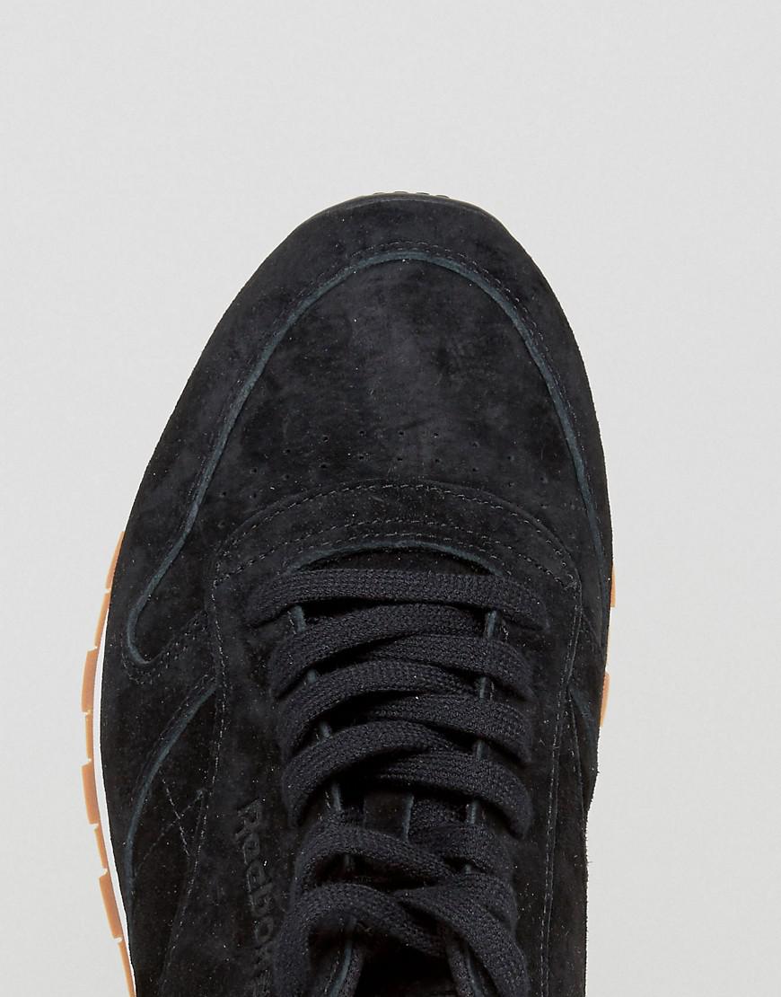 reebok classic suede gum sole trainers in black