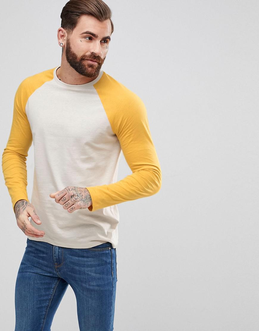ASOS Cotton Long Sleeve Contrast Raglan T-shirt for Men - Lyst