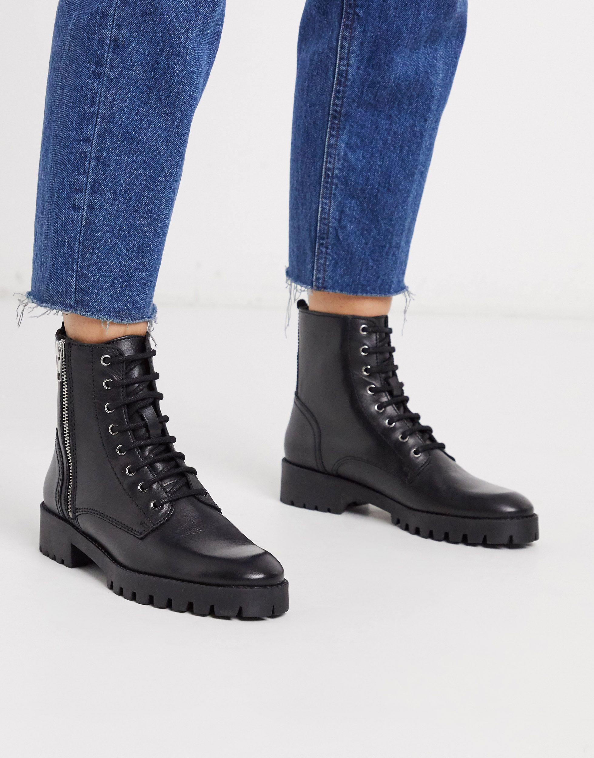 Botas biker negras Mango de Encaje de color Negro | Lyst