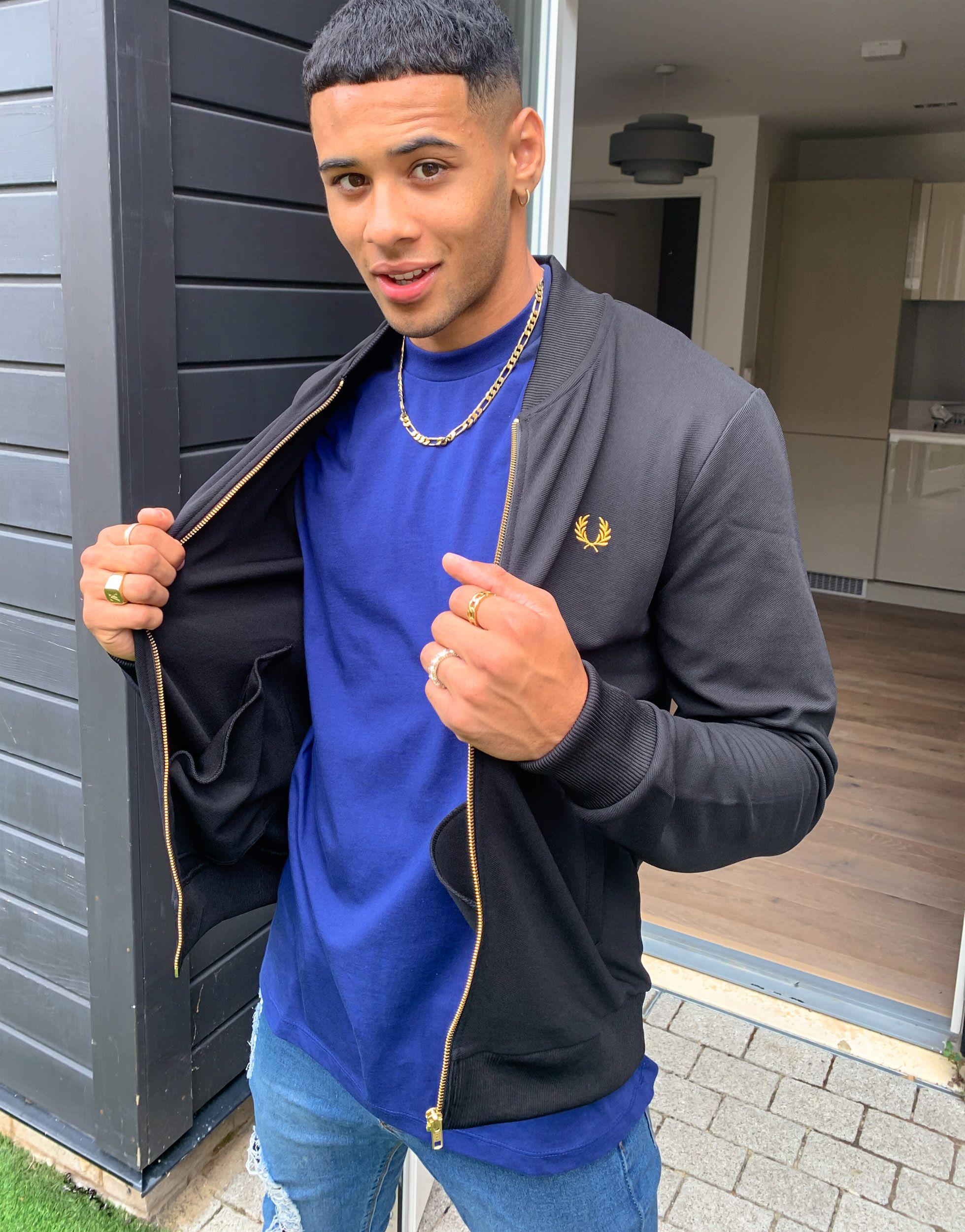 Fred perry gold detail twill track jacket in black Clearance