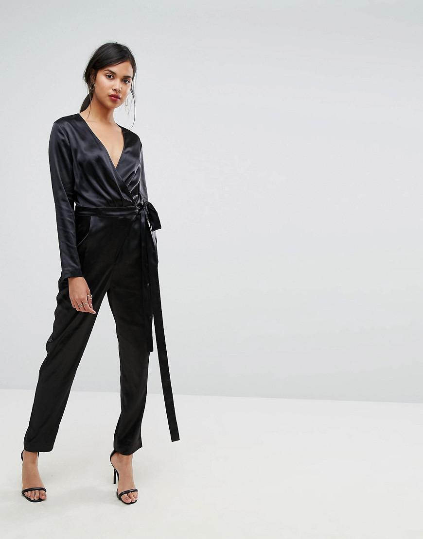 satin jumpsuit long sleeve